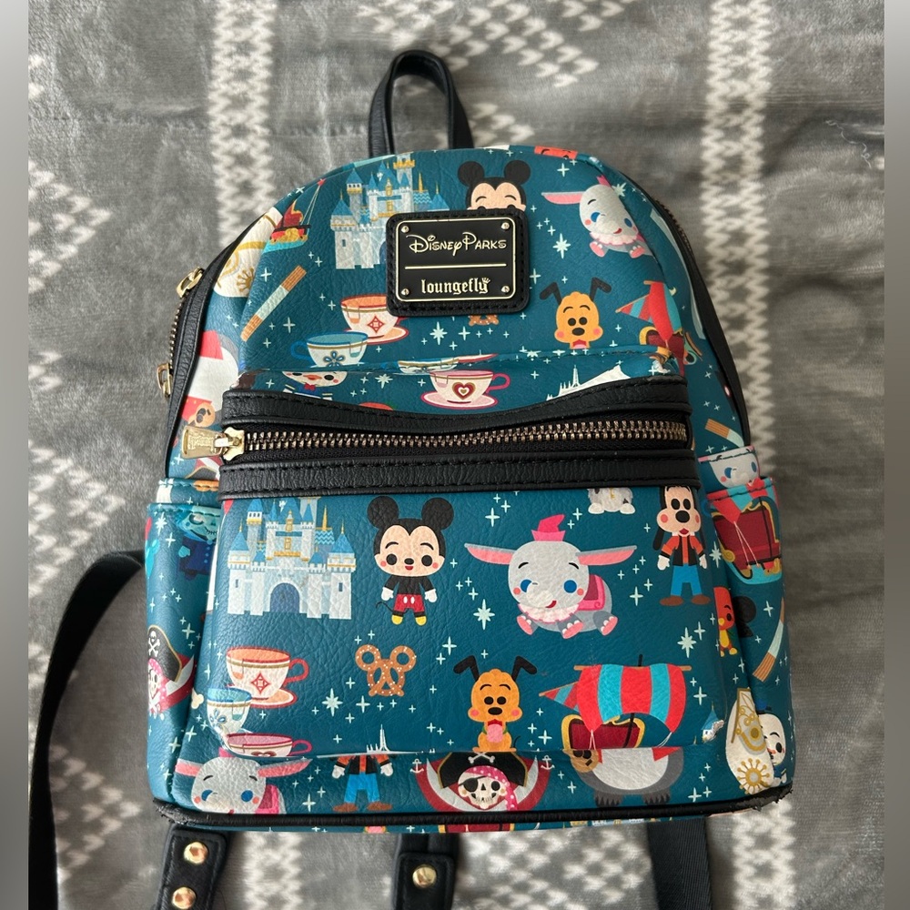 Loungefly Teal and Black Disney Character Backpack